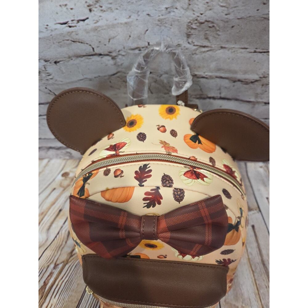 Loungefly Disney Minnie Mouse Fall Pumpkin Mini Backpack New - Picture 3 of 7